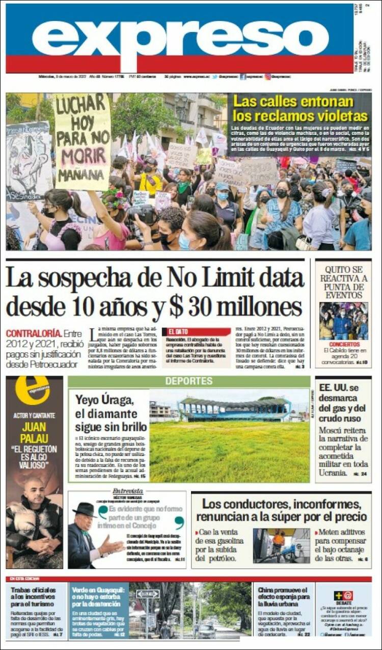 Portada de Expreso (Ecuador)