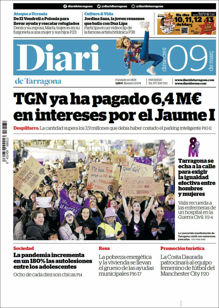 Portada de Diari de Tarragona (España)