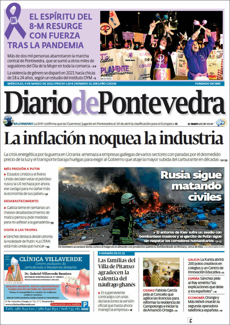 Portada de Diario de Pontevedra (España)