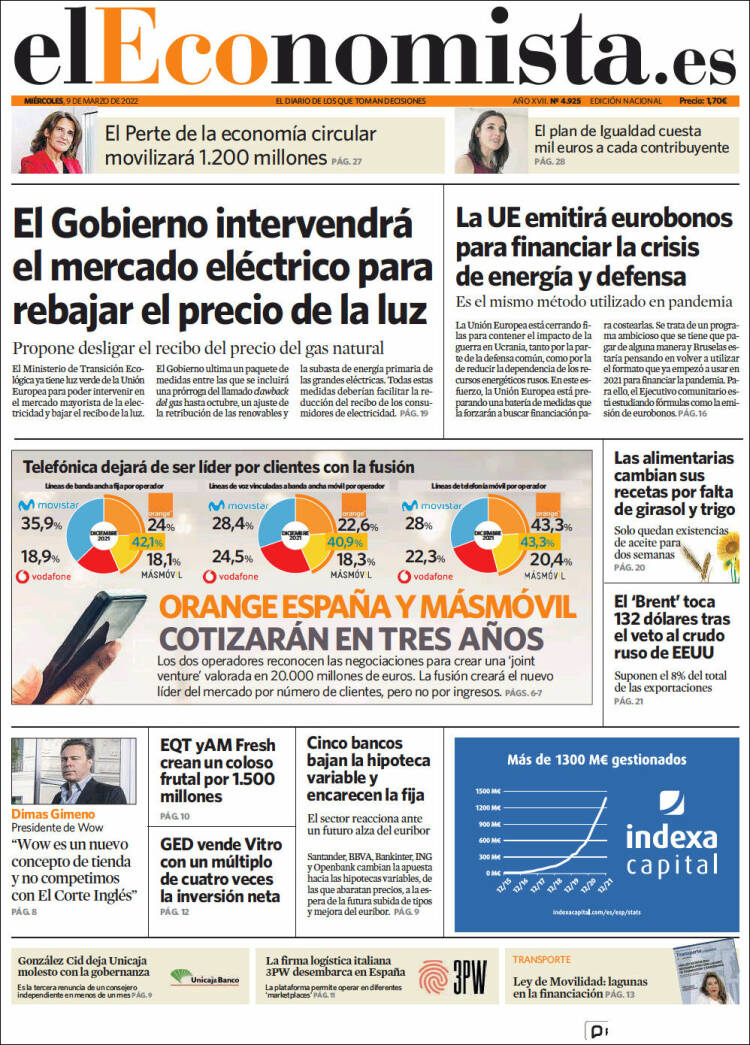 Portada de El Economista (Espa&ntilde;a)