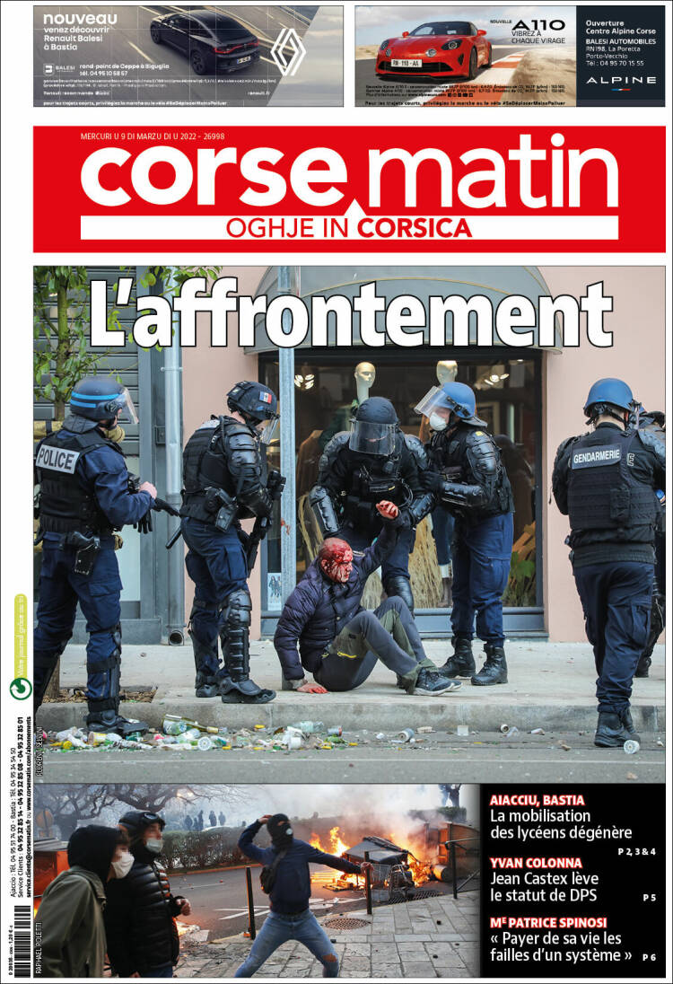 Portada de Corse-Matin (France)