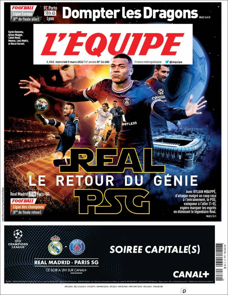 Portada de L'Equipe (France)
