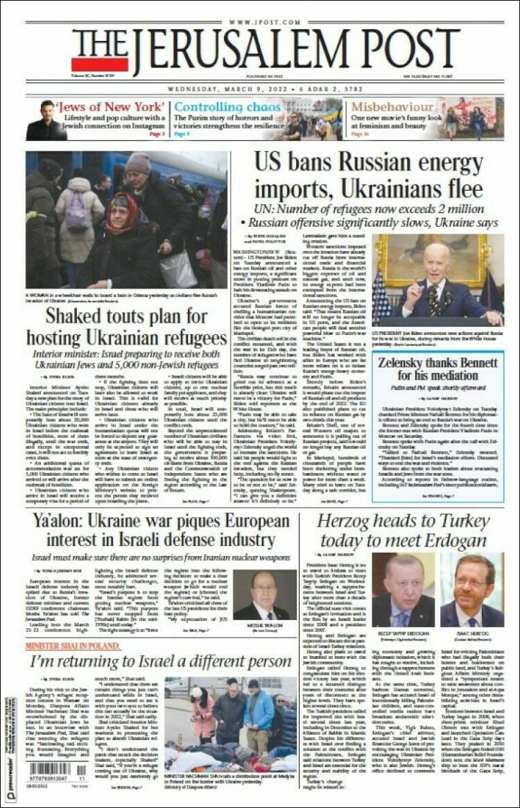 Portada de The Jerusalem Post (Israel)