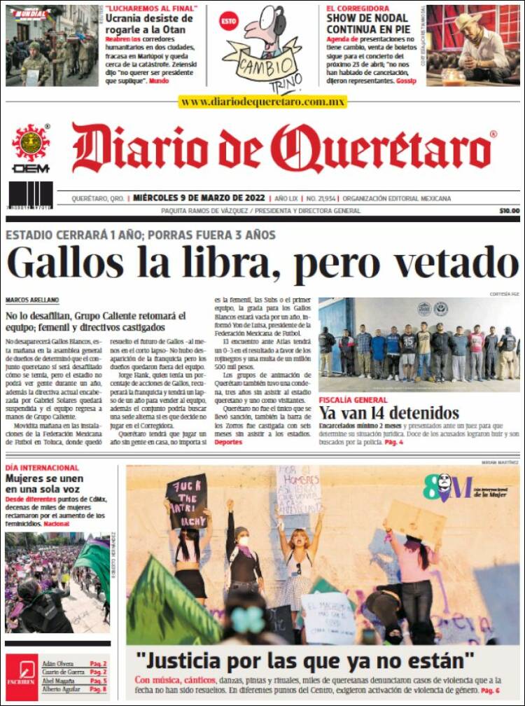 Portada de Diario de Querétaro (M&eacute;xico)