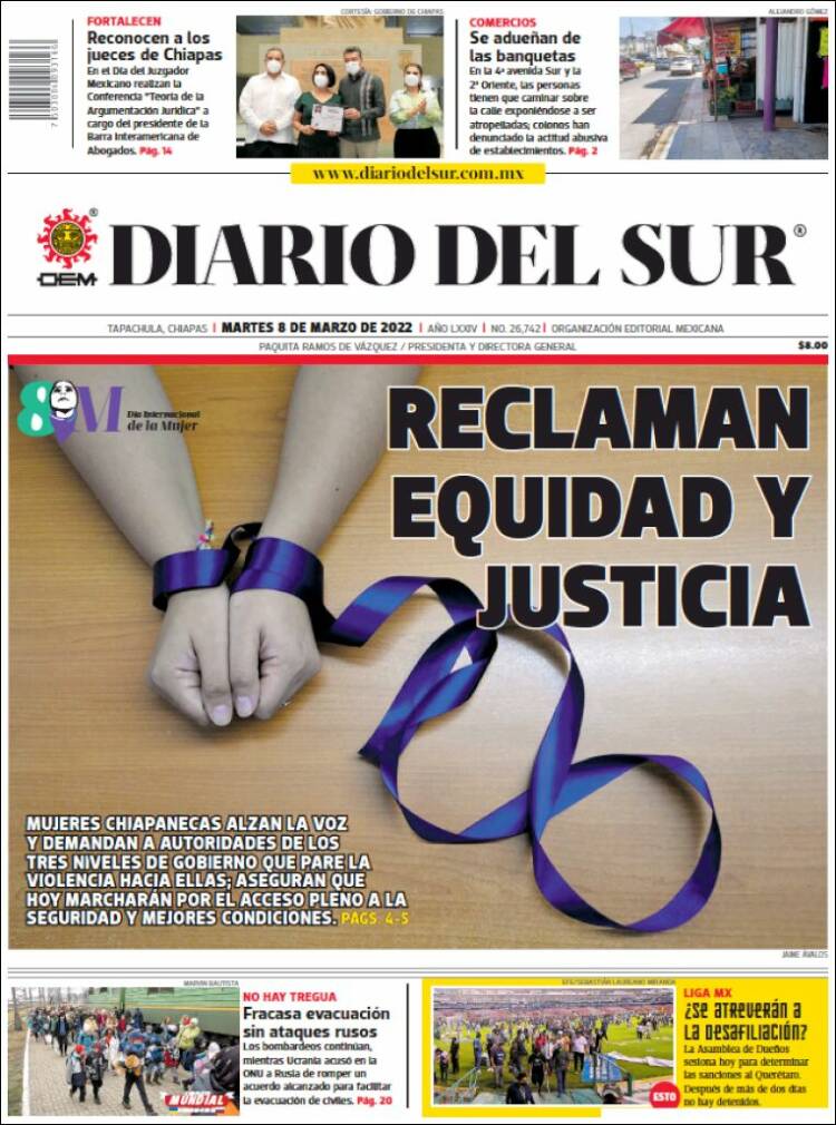 Portada de El Diario del Sur (M&eacute;xico)
