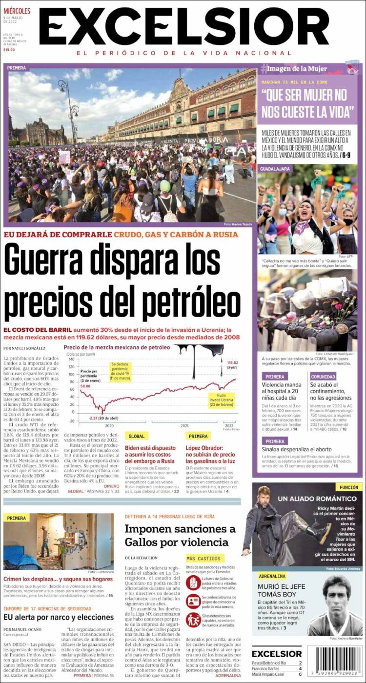 Portada de Excelsior (M&eacute;xico)