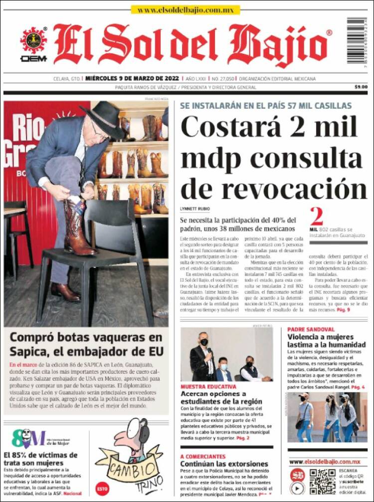 Portada de El Sol del Bajio (M&eacute;xico)