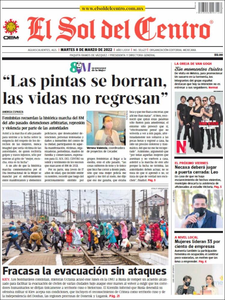 Portada de El Sol del Centro (M&eacute;xico)