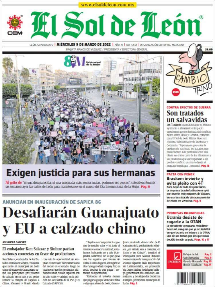 Portada de El Sol de León (M&eacute;xico)