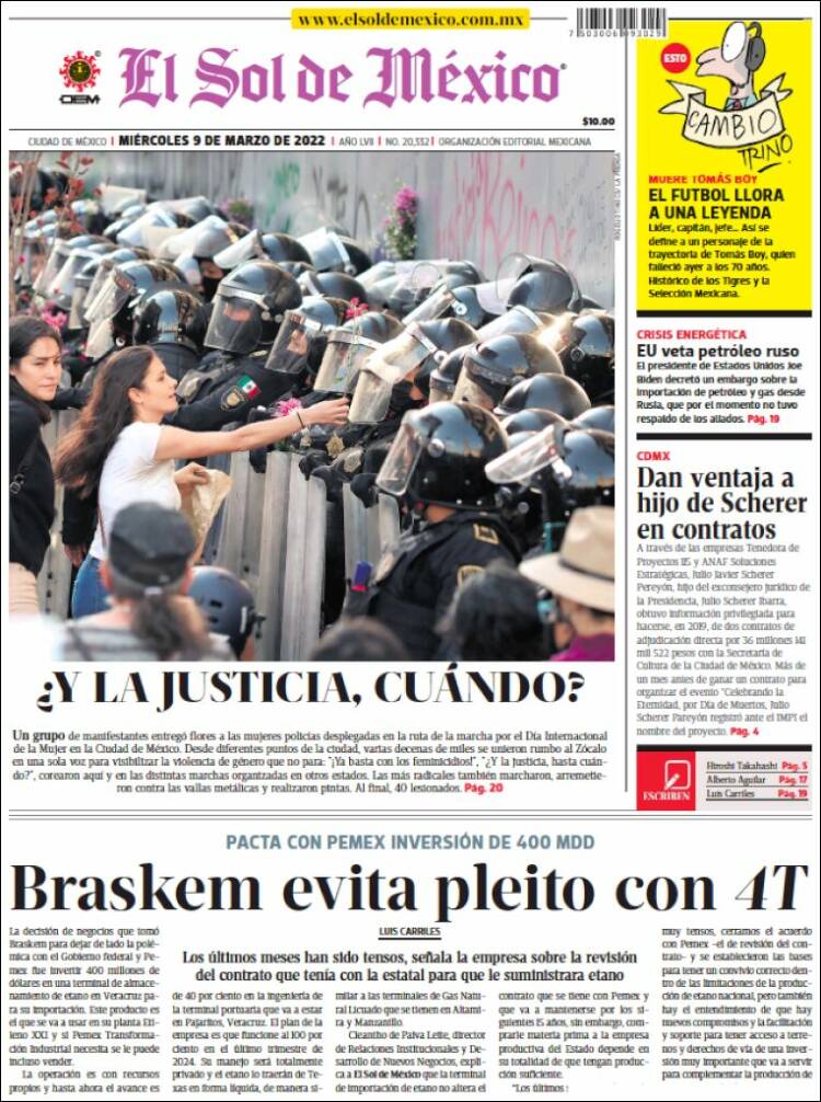 Portada de El Sol de México (M&eacute;xico)