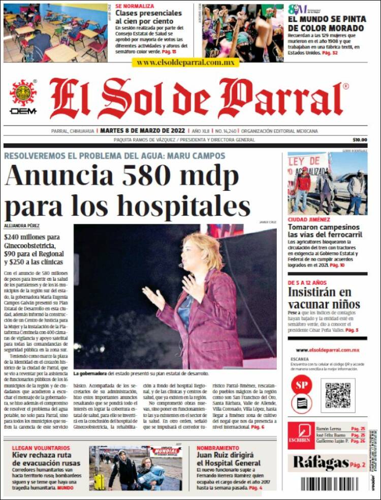 Portada de El Sol de Parral (M&eacute;xico)