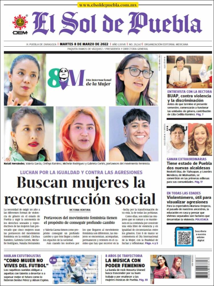 Portada de El Sol de Puebla (M&eacute;xico)