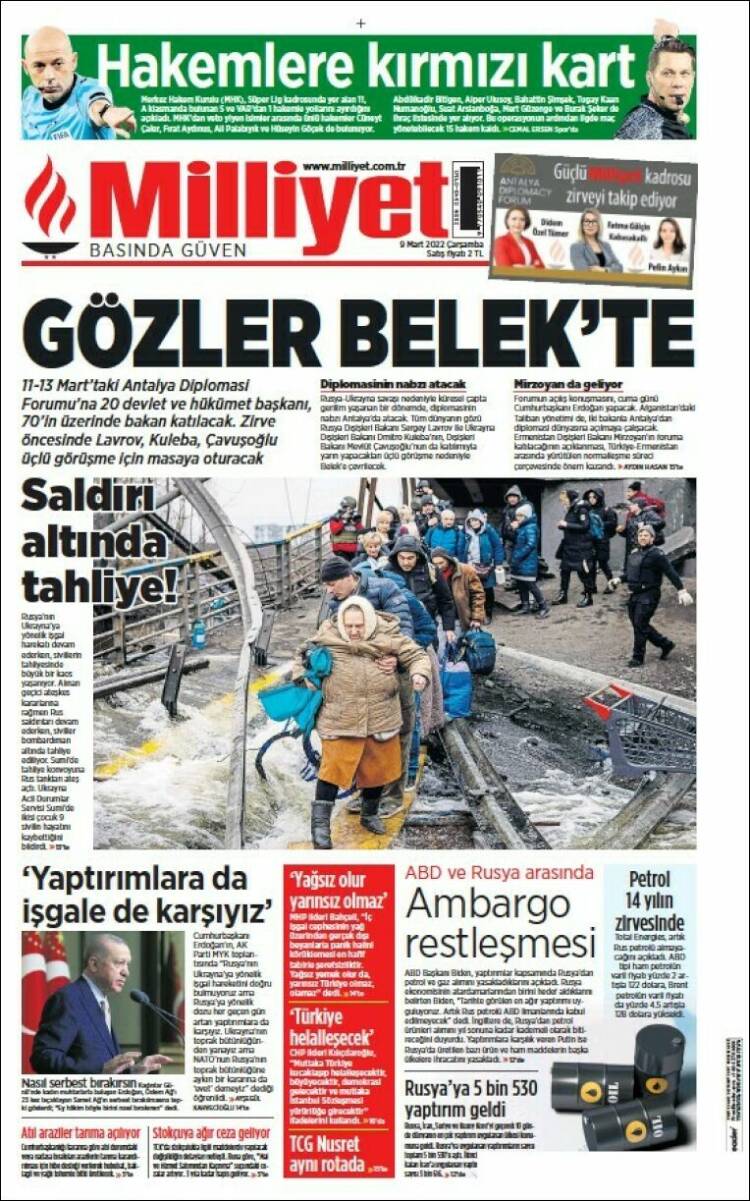 Portada de Milliyet (Turqu&iacute;a)