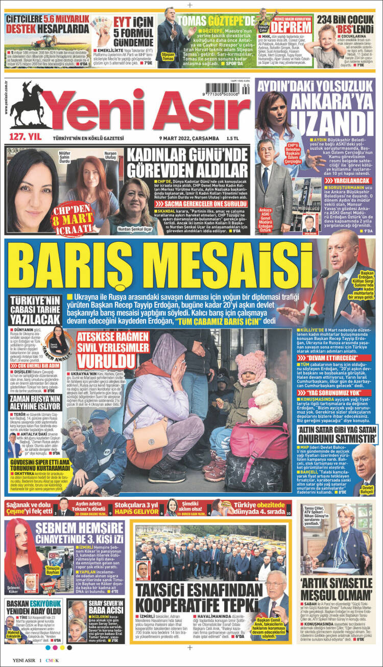 Portada de Yeni Asır (Turqu&iacute;a)