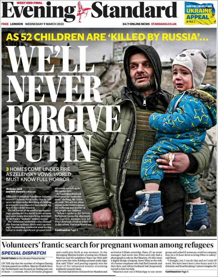Portada de Evening Standard (Reino Unido)