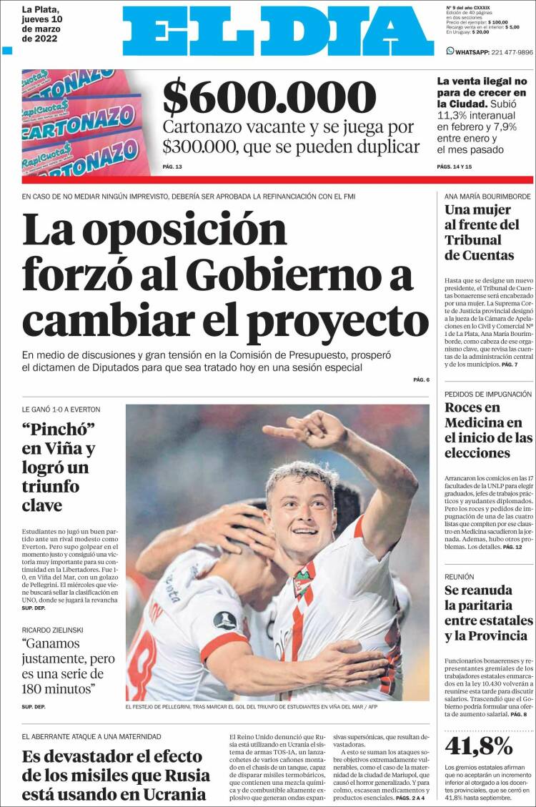 Portada de El Día de la Plata (Argentina)