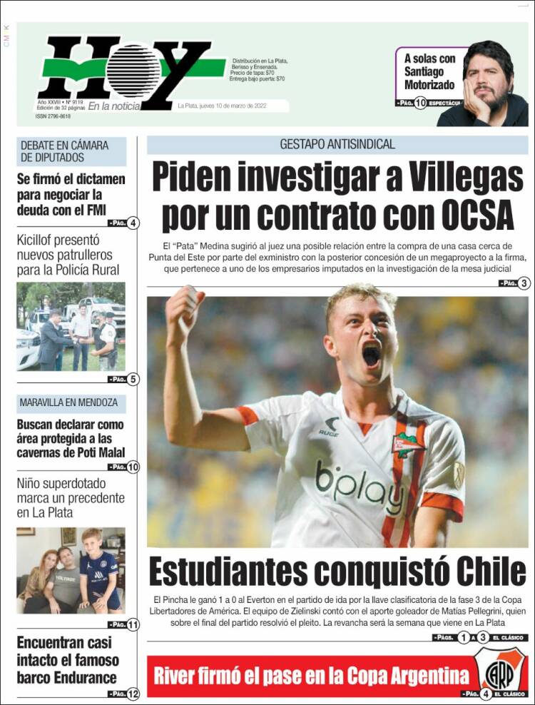 Portada de Diario Hoy (Argentina)