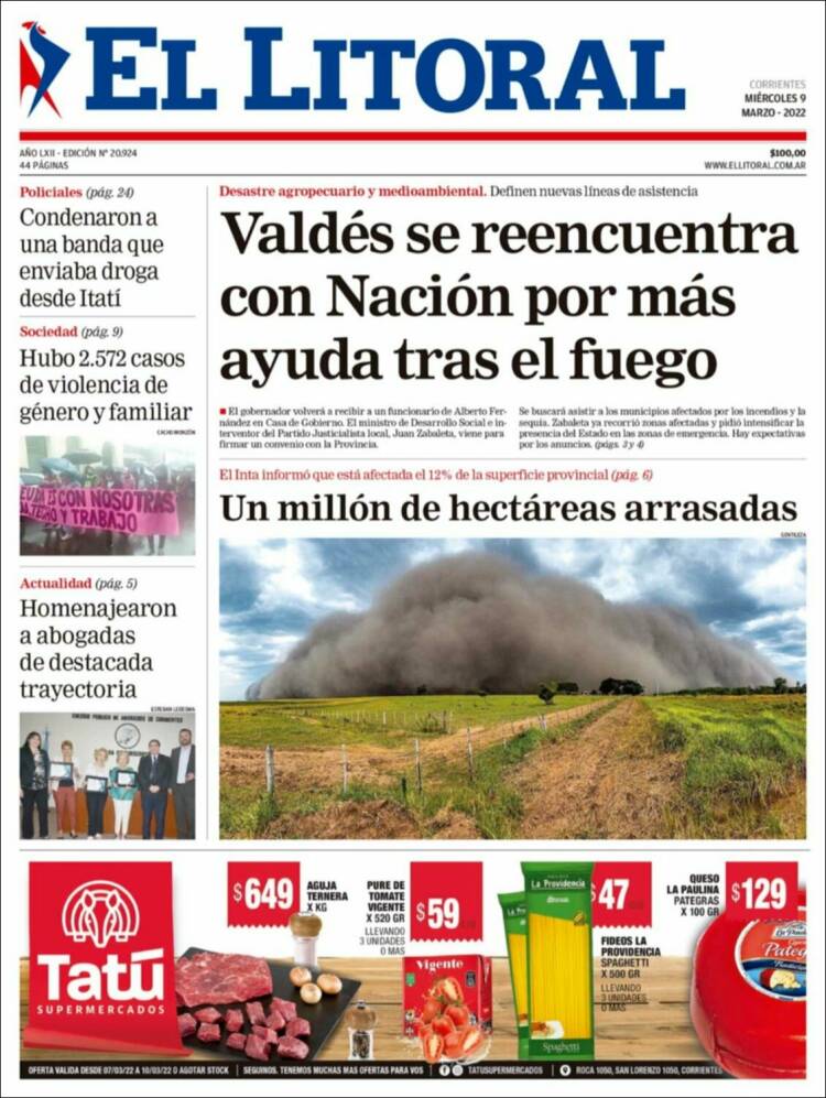 Portada de El Litoral Corrientes (Argentina)