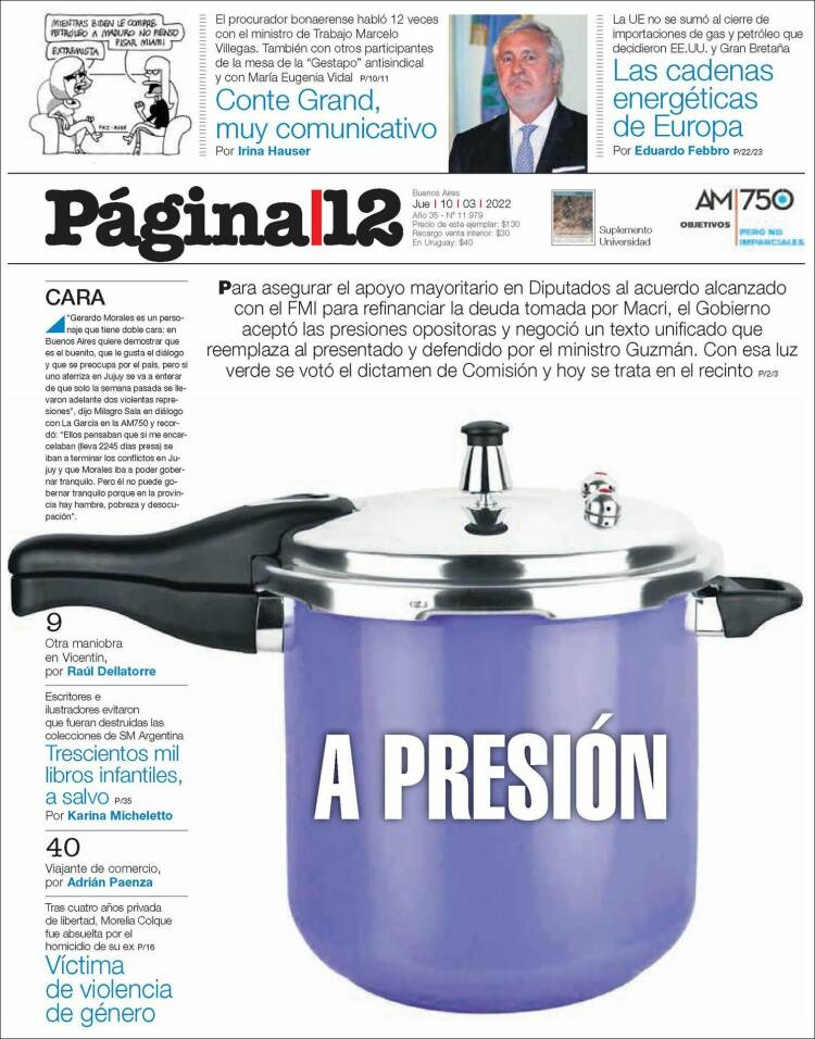 Portada de Página/12 (Argentina)