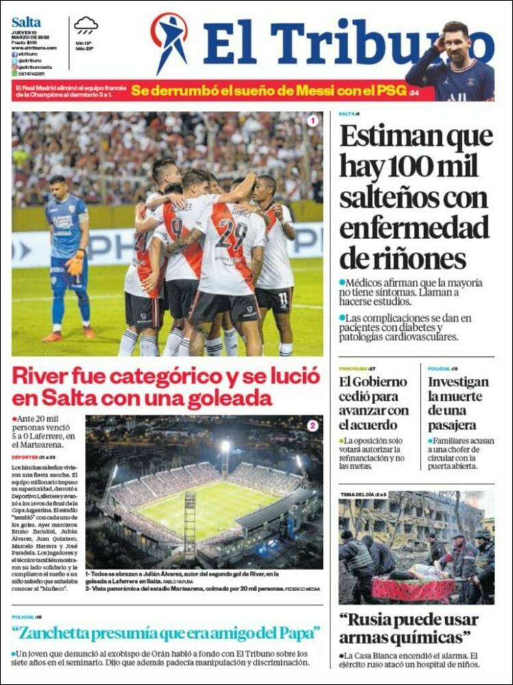 Portada de El Tribuno - Salta (Argentina)