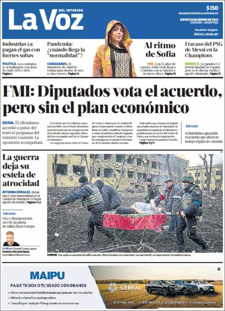 Portada de La Voz del Interior (Argentina)