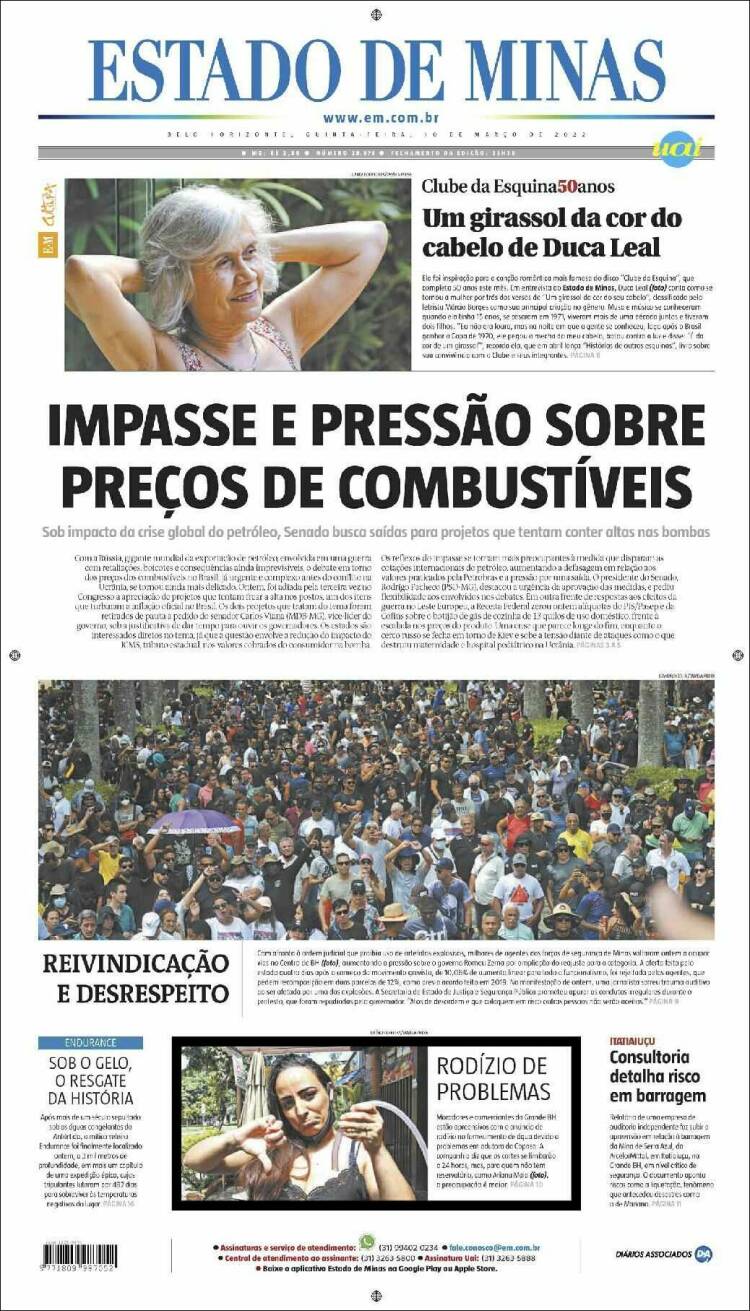Portada de Jornal Estado de Minas (Brasil)