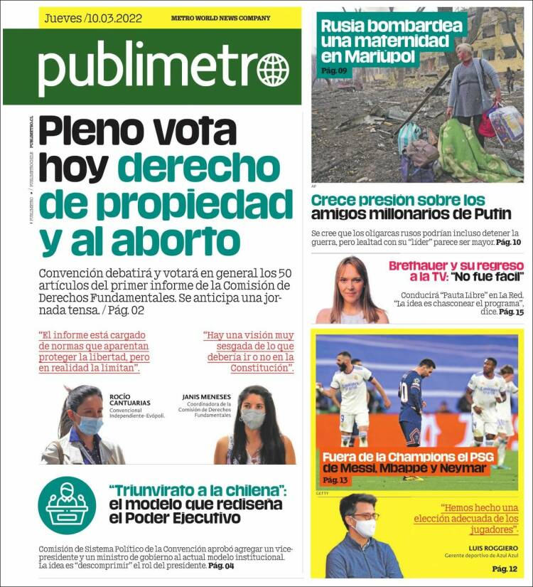 Portada de Publimetro (Chile)