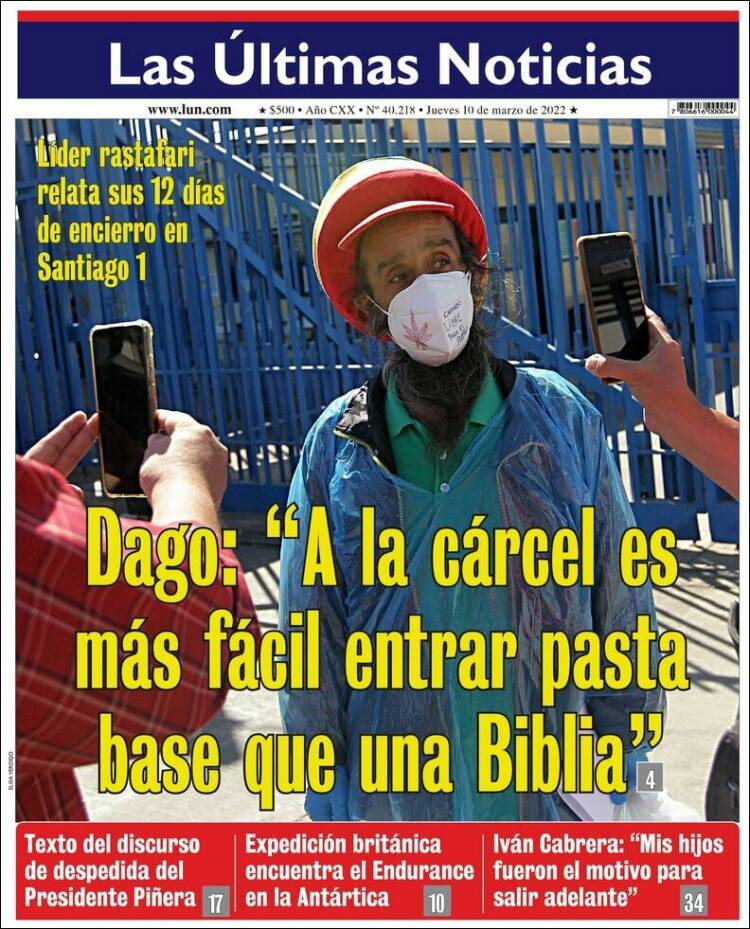 Portada de Las Últimas Noticias (Chile)