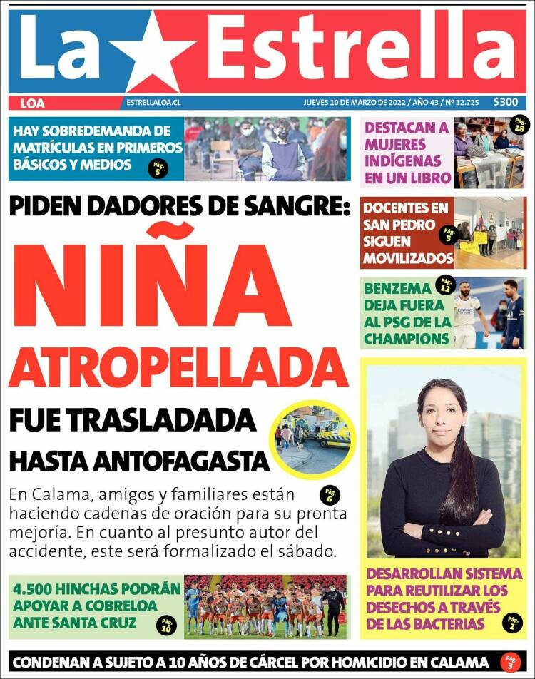 Portada de La Estrella de Loa (Chile)