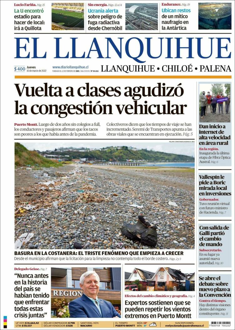 Portada de El Llanquihue (Chile)