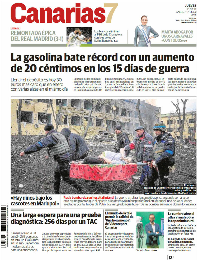 Portada de Canarias 7 (España)