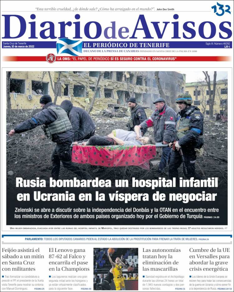 Portada de Diarios de Avisos (España)