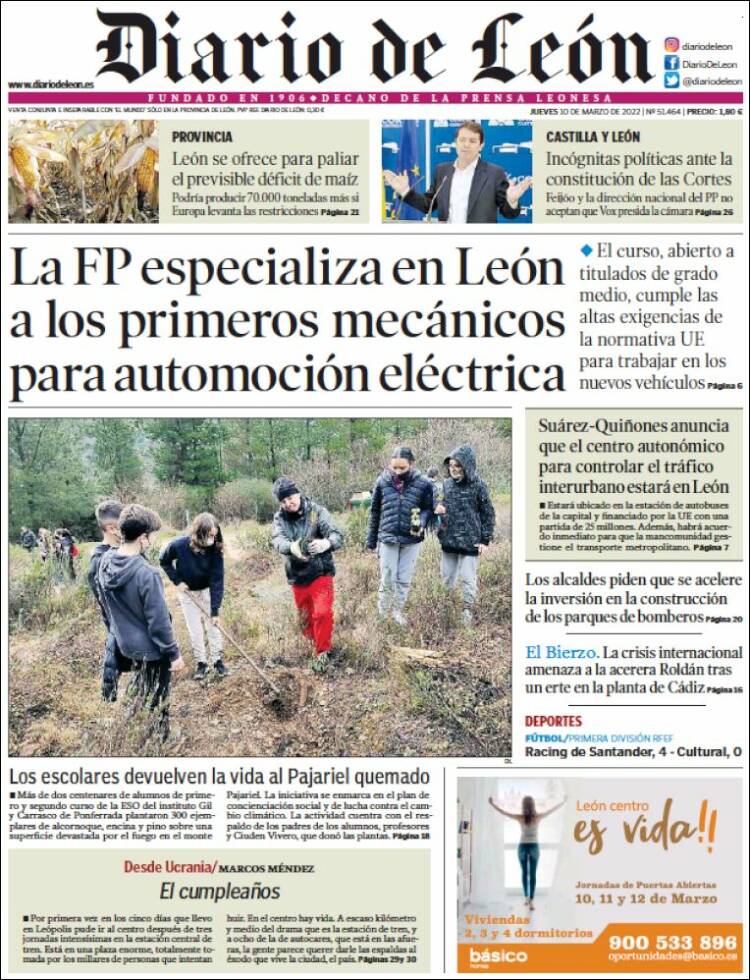 Portada de Diario de León (España)