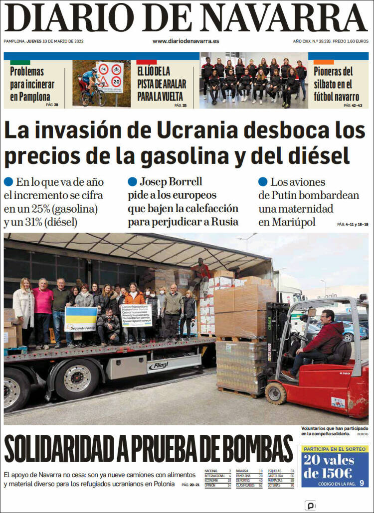 Portada de Diario de Navarra (España)