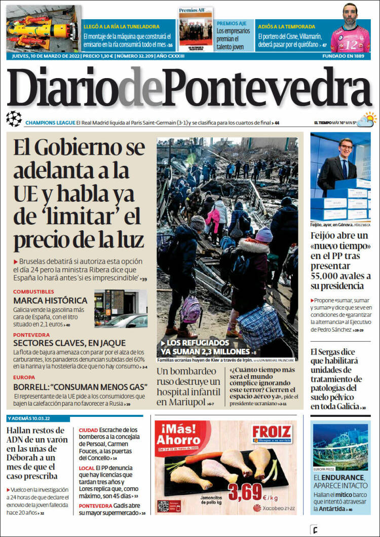 Portada de Diario de Pontevedra (España)