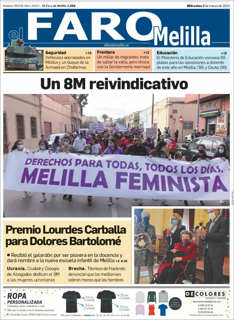 Portada de El Faro de Melilla (España)