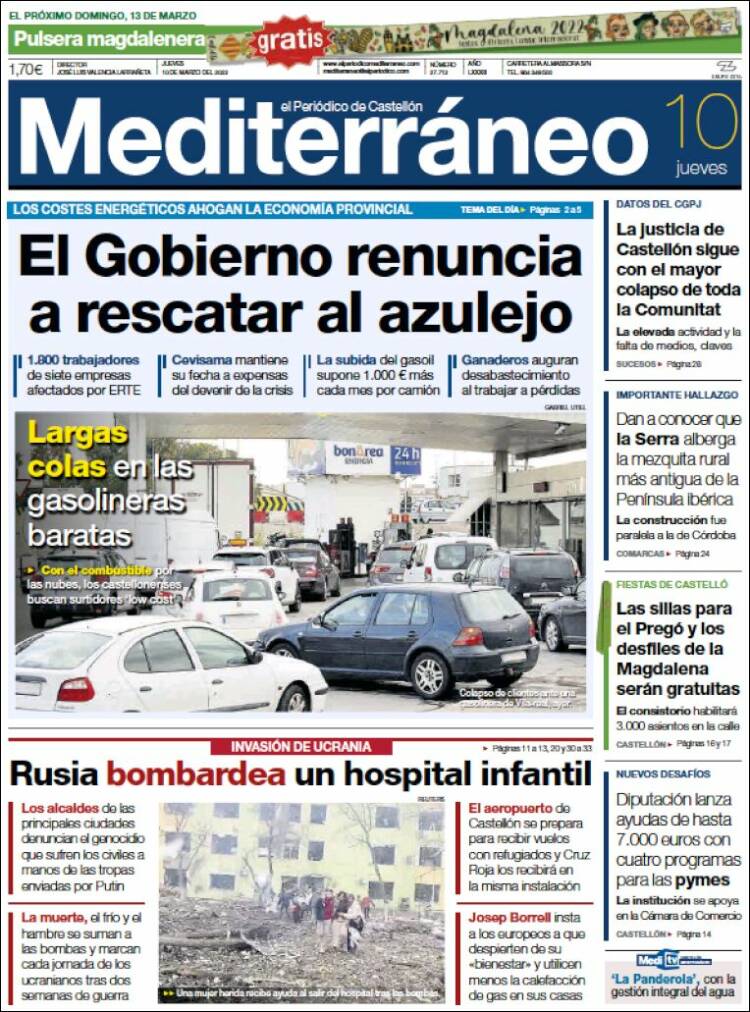 Portada de El Periódico Mediterraneo (España)