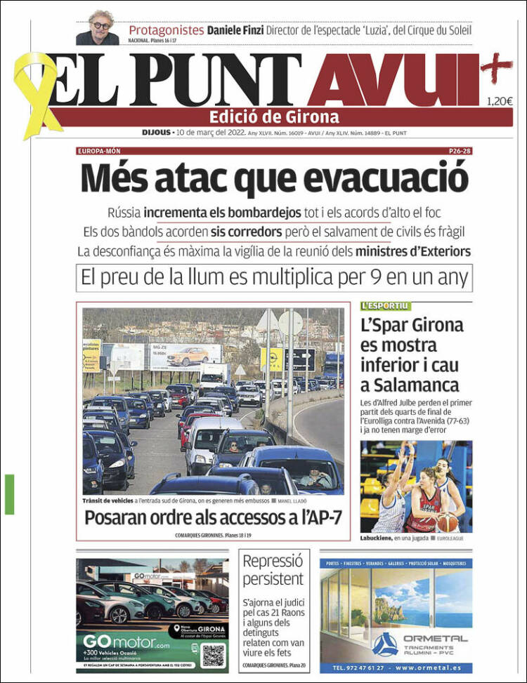 Portada de El Punt Avui - Girona (España)