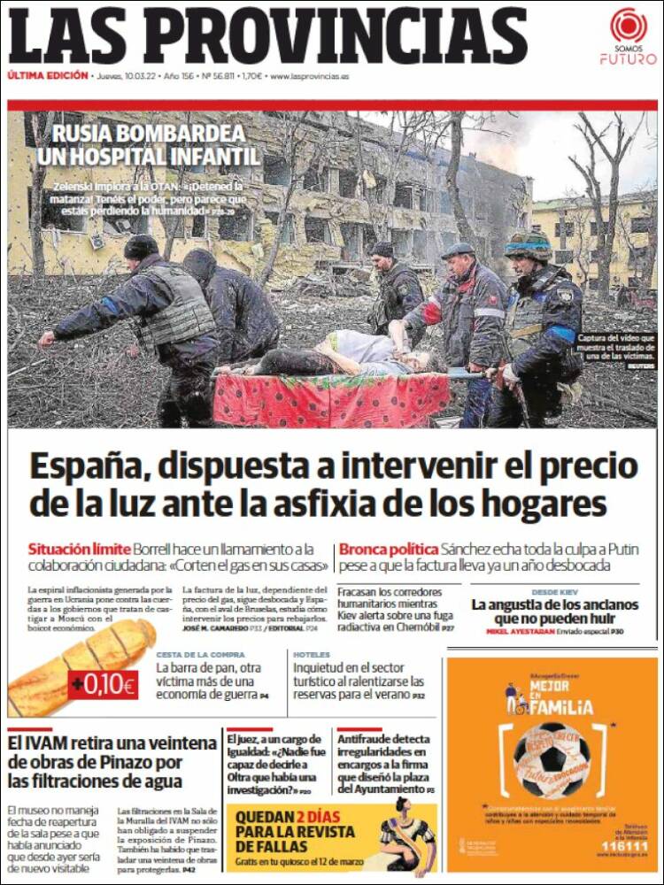 Portada de Las Provincias (España)