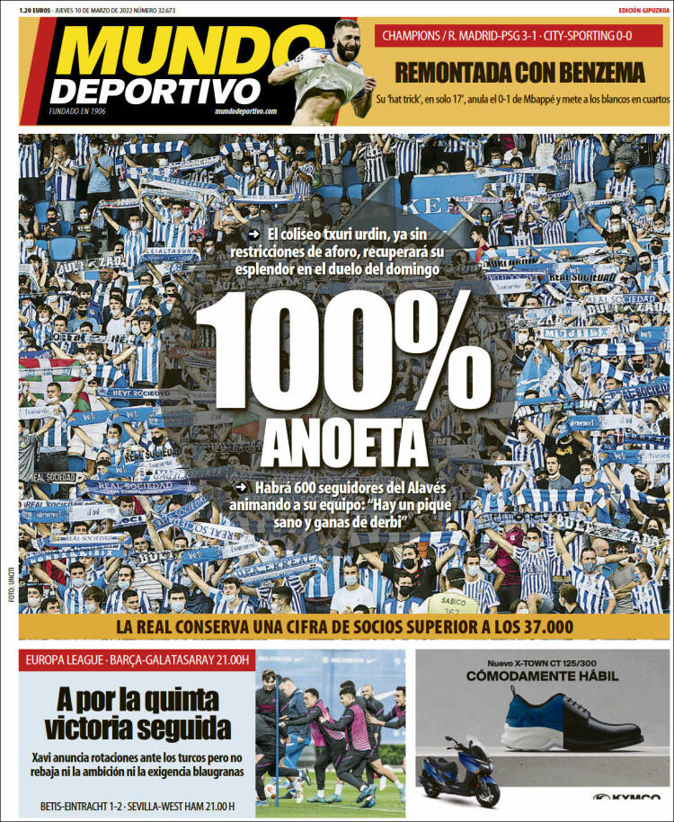 Portada de Mundo Deportivo Gipuzkoa (España)