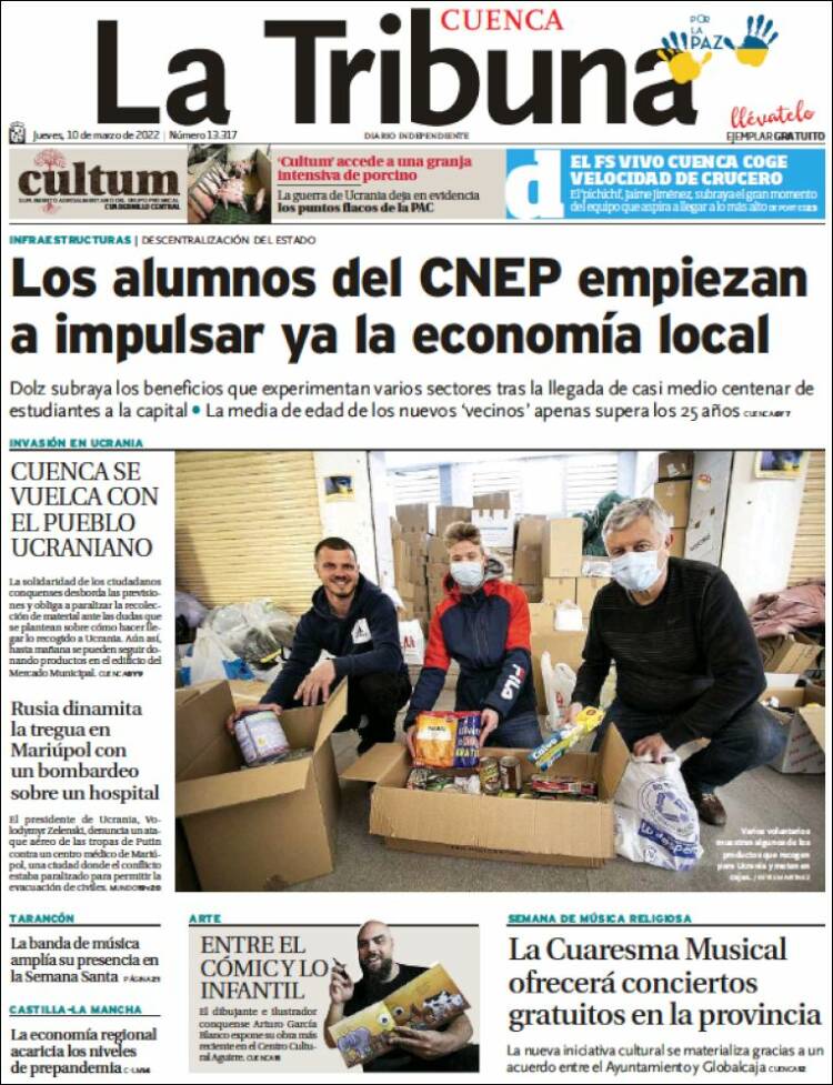 Portada de La Tribuna de Cuenca (España)