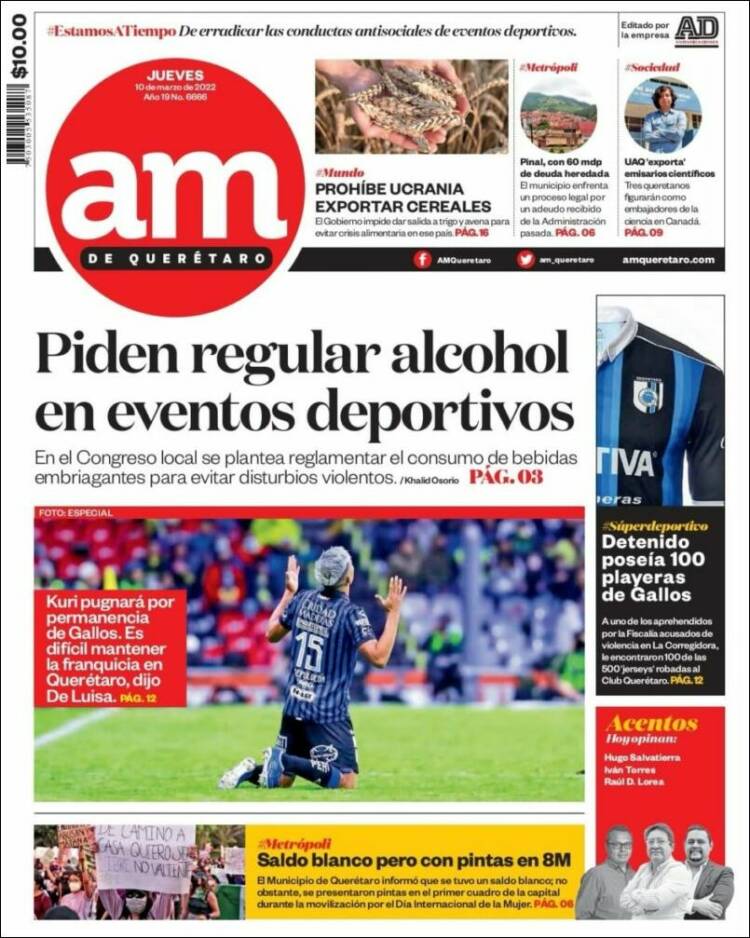 Portada de A.M. Querétaro (M&eacute;xico)