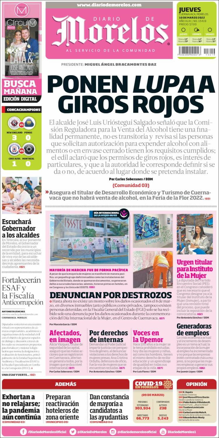 Portada de Diario de Morelos (M&eacute;xico)
