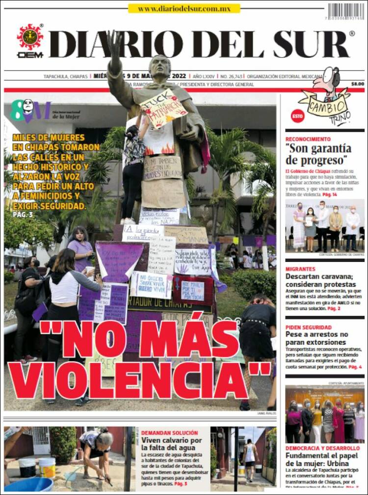 Portada de El Diario del Sur (M&eacute;xico)