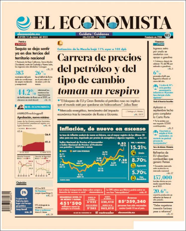 Portada de El Economista (Mexique)