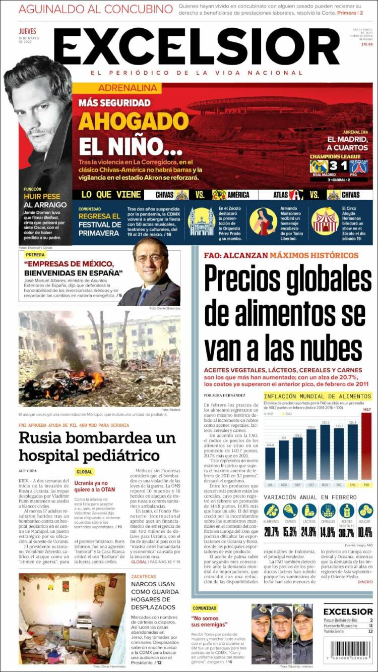 Portada de Excelsior (M&eacute;xico)
