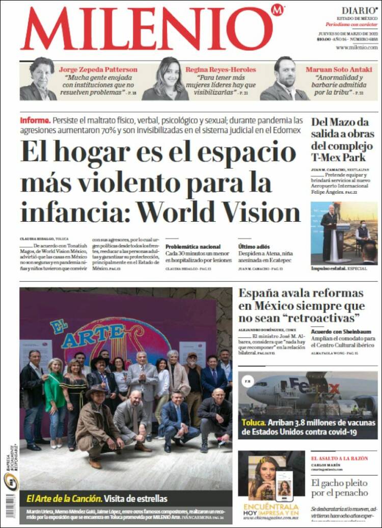 Portada de Milenio - Estado de México (M&eacute;xico)