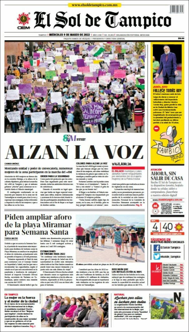 Portada de El Sol de Tampico (M&eacute;xico)