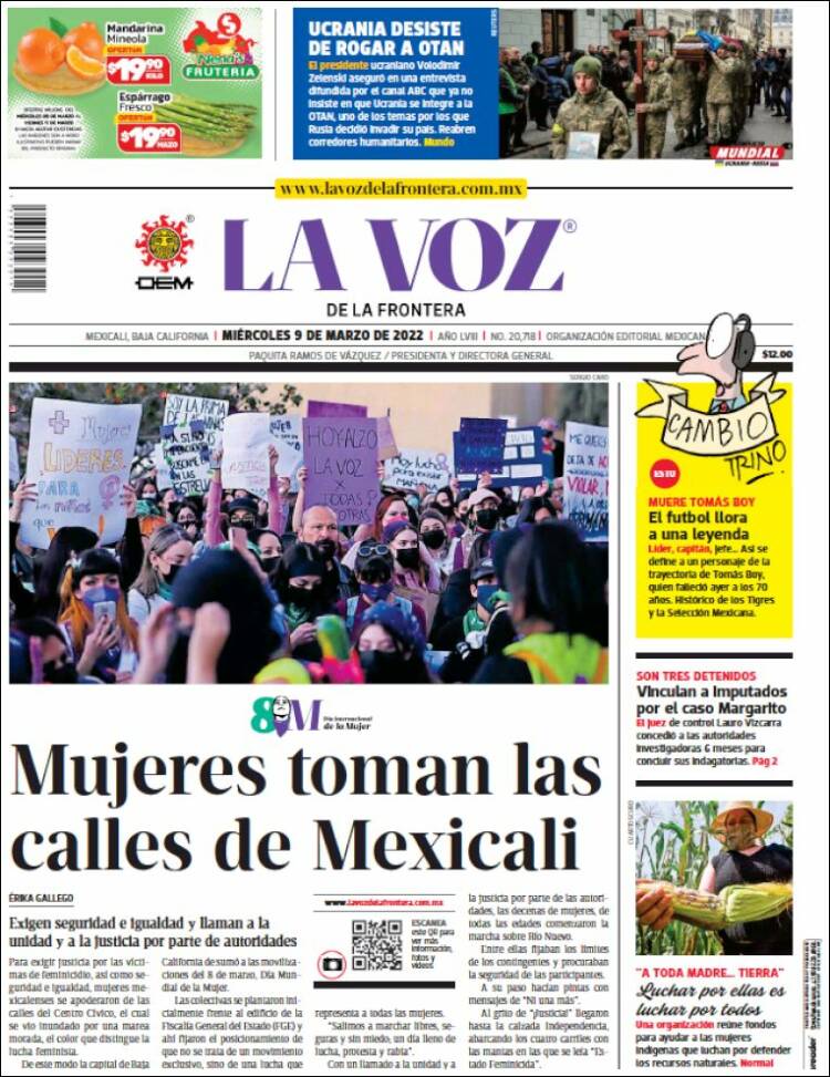 Portada de La Voz de la Frontera (M&eacute;xico)