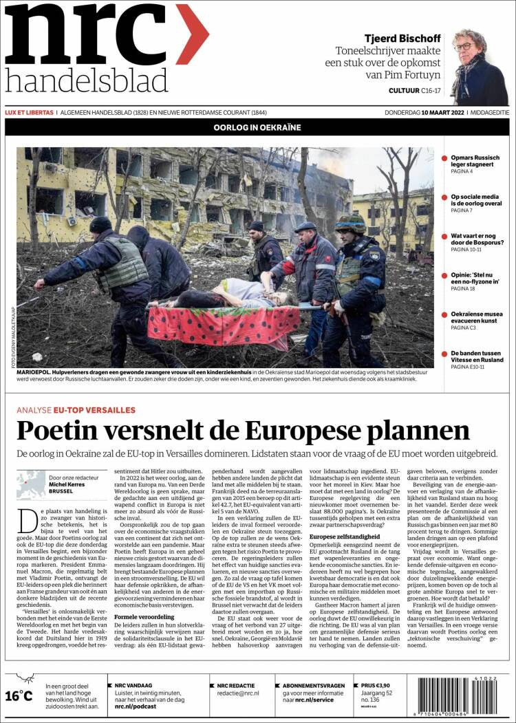 Portada de NRC Handelsblad (Pa&iacute;ses Bajos)